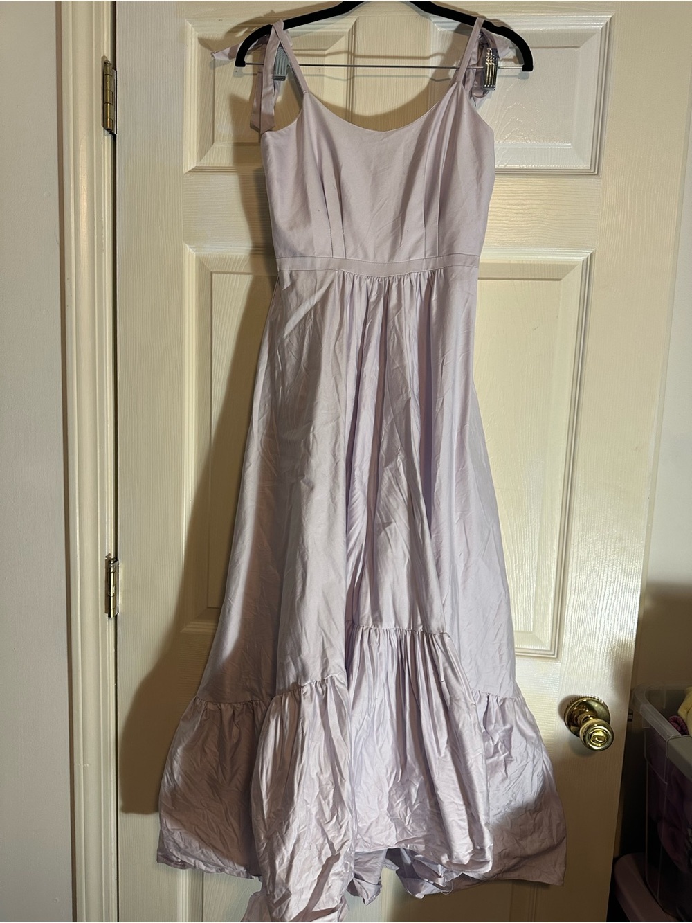 HUNTER BELL Lilac Tie-Shoulder Midi Prom Dress
